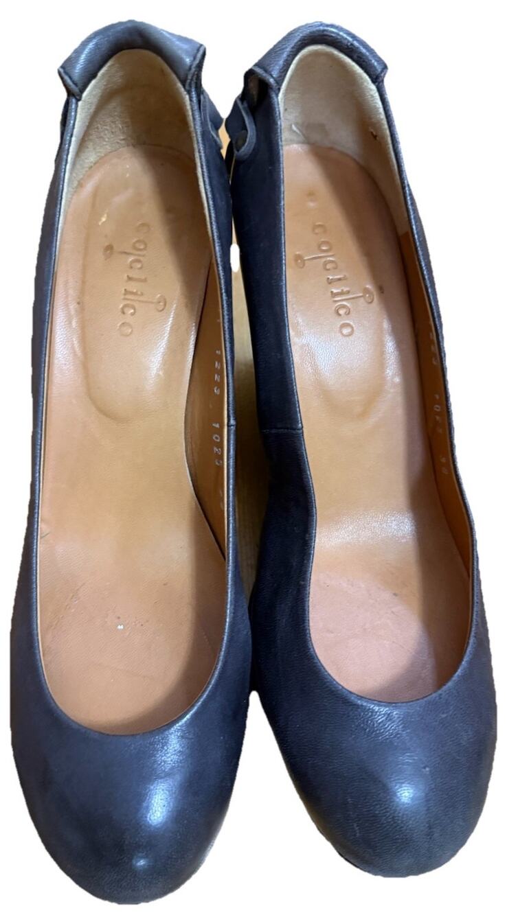 COCLICO Women’s Brown Leather Slip On Wedges Dress Pump Shoes Preppy Size 38